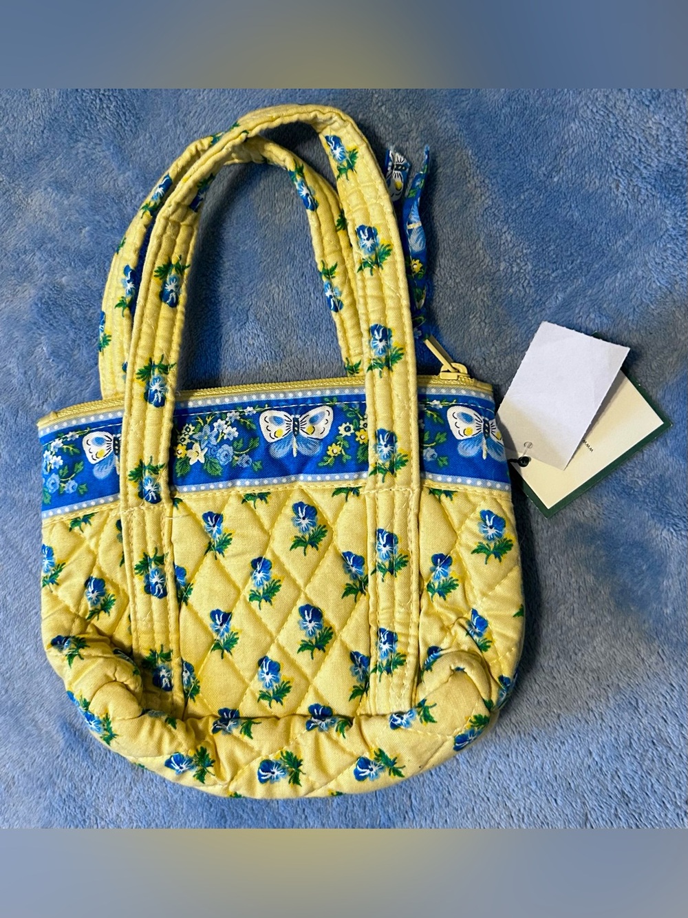 Vintage Vera Bradley Yellow Floral Quilted Small Tote Bag - Picture 2 of 4